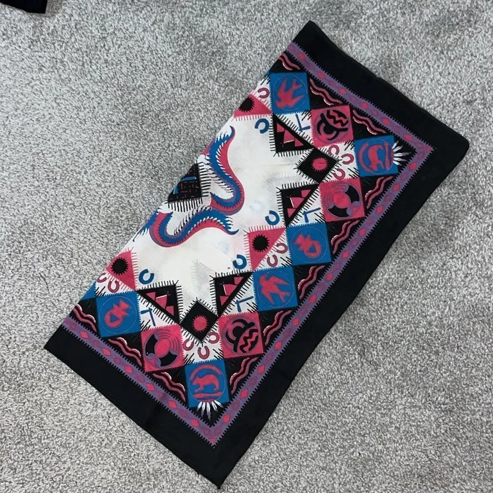 New 22” Vintage Navajo Native American Indian Bandana cloth Pink Black Turquoise